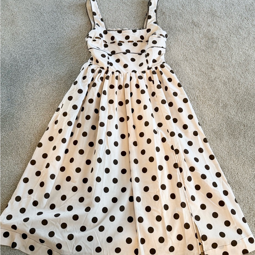 Jacquie The Label cream and brown polka dot dress size small women’s